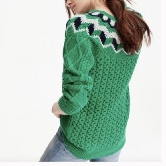 J. Crew Collection Wide Neck Fair Isle Sweater - Picture 3 of 9